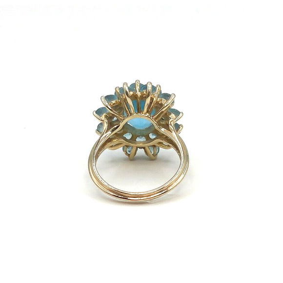 10K Swiss Blue Topaz Ring Size 6 Marked THL Samuel Aaron Bright Blue Estate - Picture 3 of 8